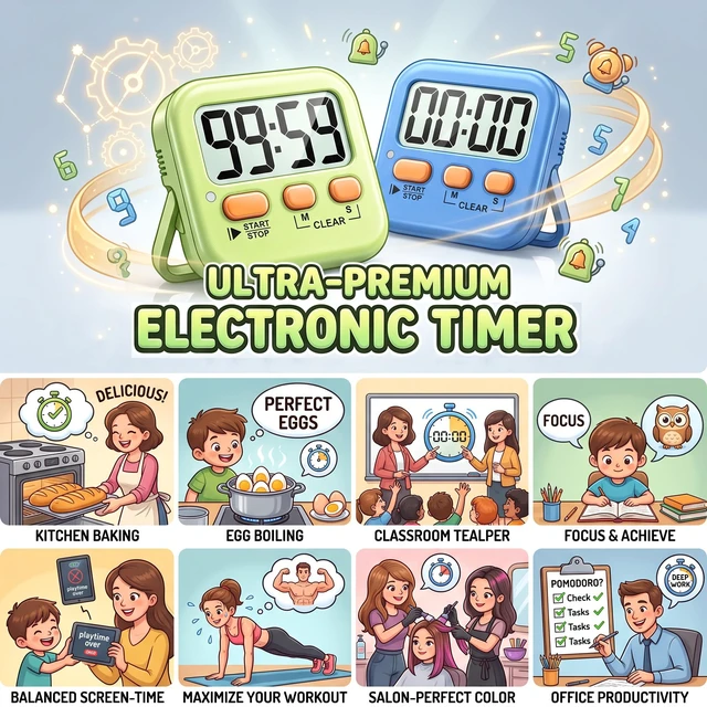 Alt view image 6 of 7 - 2 Pack Digital Timer for Kids Classroom Kitchen Timers for Cooking | With 2*AAA Battery, Count Up / Down, Loud Alarm & Silent FlashLight Mode, Magnetic Back, Kickstand, School Teacher Supplies