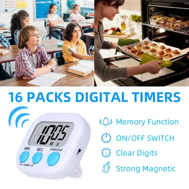 Alt view image 3 of 7 - 16 Packs Digital Timer Multi-Function Electronic Timers for Classroom Small Magnetic Countdown Stopwatch Mini Loud Alarm Stop Clock for Kitchen Cooking Games Meeting Study Work Baking Sports Office