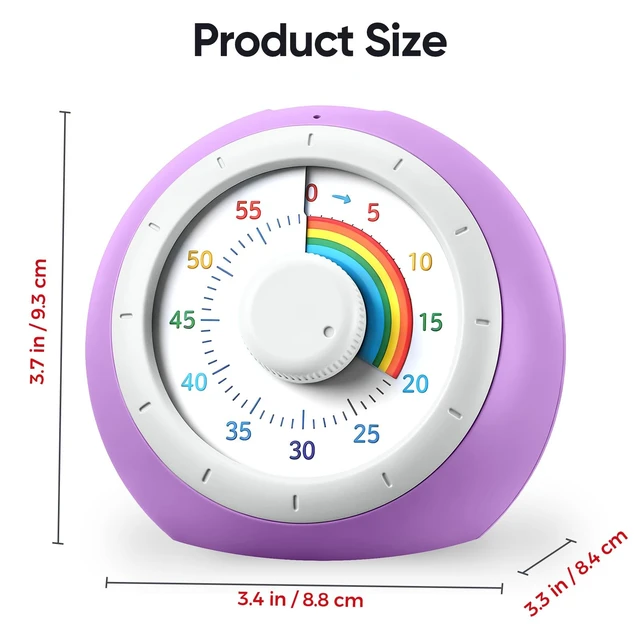 Alt view image 7 of 7 - 60 Minute Visual Timer for Kids, Rainbow Silent Countdown Clock | Time Management Tool for Homeschool Study Supplies, Classroom, Home, Kitchen, Desk (Purple Pink)