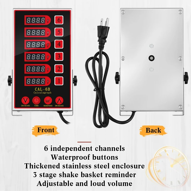 Alt view image 5 of 6 - 1 Pack Commercial Digital Kitchen Timer for Cooking, 6 Channel | Loud Alarm, Large LCD Display, Multi-timer for Small Burger Shops, Chicken Fry Stores & Independent Baking Studios Supplies