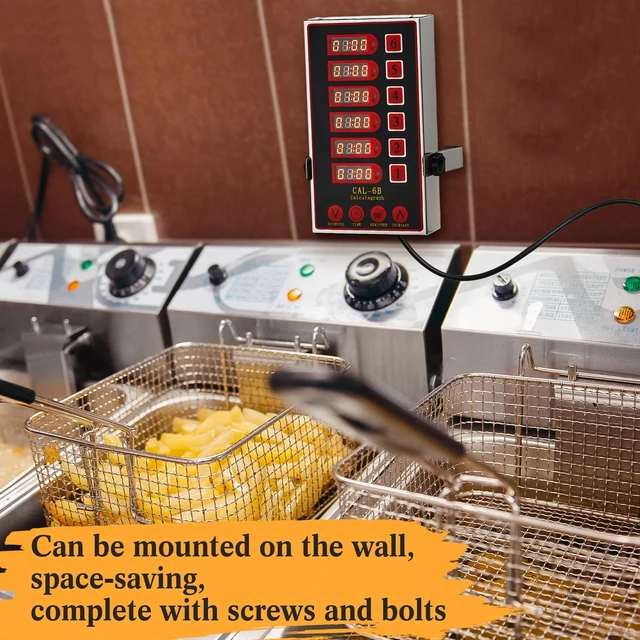 Alt view image 6 of 6 - 1 Pack Commercial Digital Kitchen Timer for Cooking, 6 Channel | Loud Alarm, Large LCD Display, Multi-timer for Small Burger Shops, Chicken Fry Stores & Independent Baking Studios Supplies