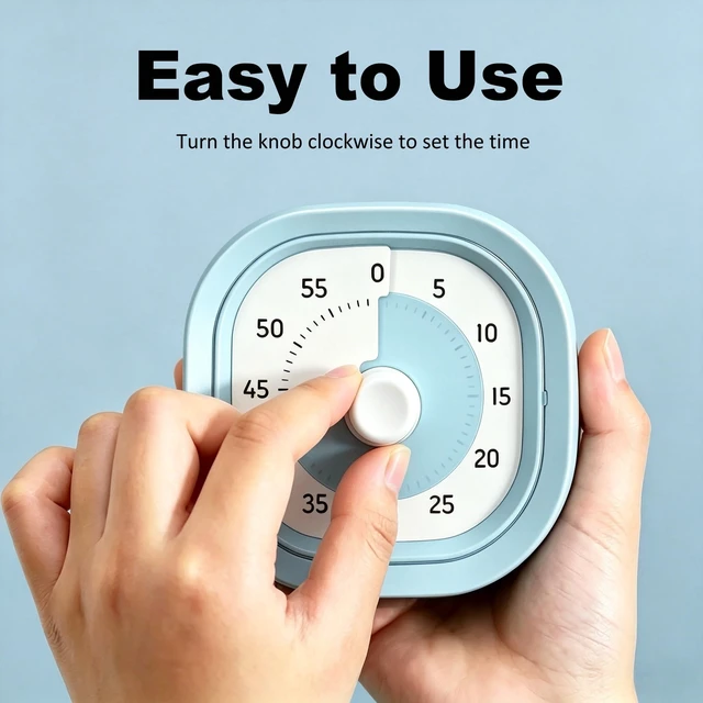 Alt view image 4 of 7 - 60 Minute Visual Timer,Silent Time Management Tool (Blue) | kitchen timer,Timers for classroom, kitchen,home and office, No ticking sounds,60 Minute Countdown Timer