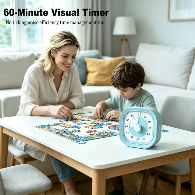 Alt view image 6 of 7 - 60 Minute Visual Timer,Silent Time Management Tool (Blue) | kitchen timer,Timers for classroom, kitchen,home and office, No ticking sounds,60 Minute Countdown Timer