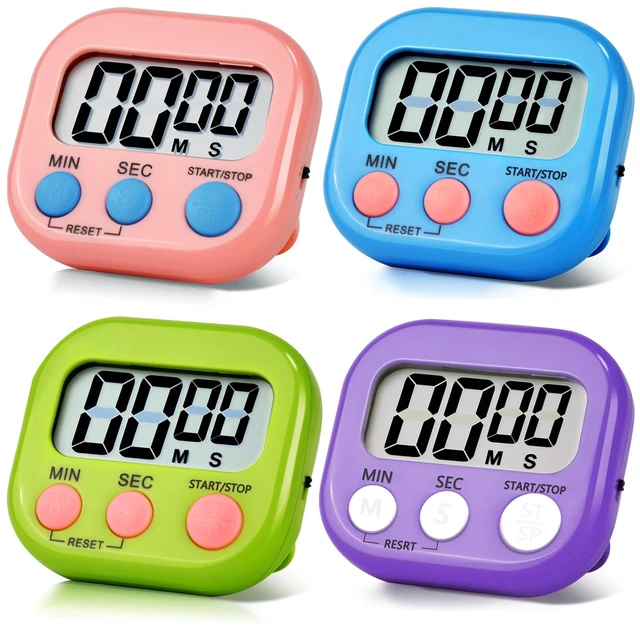 Main image of 4 Pack Digital Kitchen Timer Magnetic Digital Timer with Big Display Loud Ring Cooking Timers for Kitchen Electronic Timer for Cooking, Game, Gym, Break Time, Classroom (Pink,Blue,Green,Purple, 4)