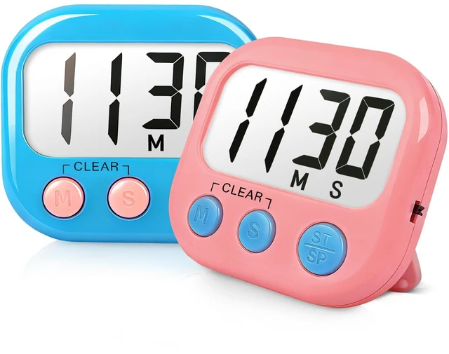 Main image of 2 Pack Classroom Timers for Teachers Kids Large Magnetic Digital Timer Blue Pink