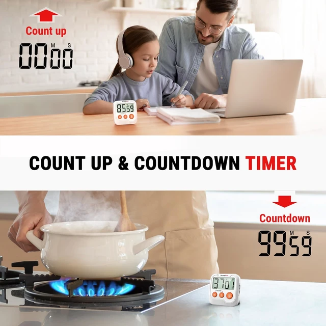 Alt view image 5 of 7 - TM03 Digital Timer with 2 Alarm Volume & Strong Magnetic Back | Mini-Sized Kitchen Timers for Cooking, Digital Timer for kids & Teachers, Classroom Supplies, Exercise, Baking, Work, 2-Pack