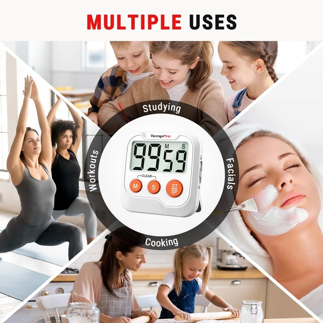 Alt view image 7 of 7 - TM03 Digital Timer with 2 Alarm Volume & Strong Magnetic Back | Mini-Sized Kitchen Timers for Cooking, Digital Timer for kids & Teachers, Classroom Supplies, Exercise, Baking, Work, 2-Pack