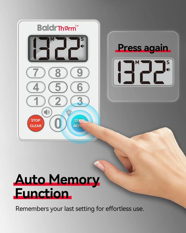 Alt view image 5 of 7 - Digital Kitchen Timer, Waterproof Magnetic Countdown Timer with Alarm | Easy Keypad Control for Cooking, Baking, Study, IP67 Waterproof for Kitchen and Shower, Strong Magnetic Back with Light