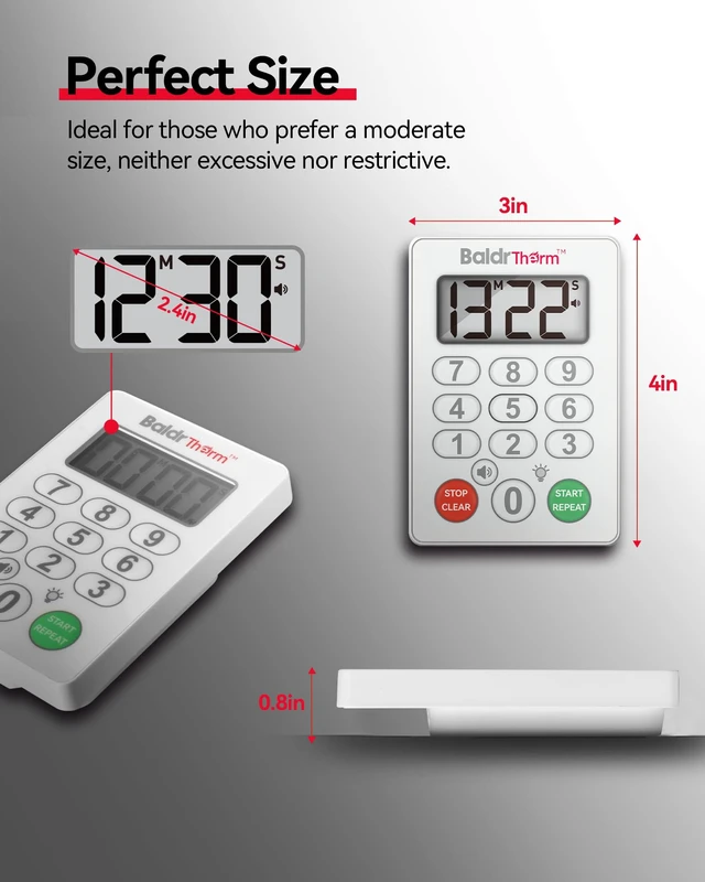 Alt view image 7 of 7 - Digital Kitchen Timer, Waterproof Magnetic Countdown Timer with Alarm | Easy Keypad Control for Cooking, Baking, Study, IP67 Waterproof for Kitchen and Shower, Strong Magnetic Back with Light