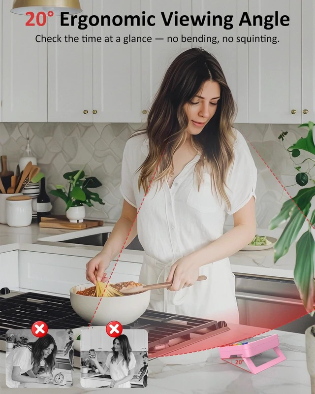 Alt view image 3 of 7 - Digital Kitchen Timer with 4 Channel, Loud Alarm and Silent Mode | Magnetic Cooking Timer with Count Up & Countdown for Kids and Seniors, Large Display to Read, Auto Memory, Battery Included