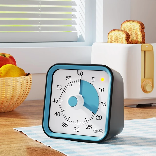 Alt view image 2 of 6 - Visual Timer for Kids, Countdown Timer with Pause Function, Black | Timer for Kitchen Cooking, Classroom, Study, Toddler, ADHD, Cute Timer Clock, Alarm 3 Volume Levels, Light Indicator