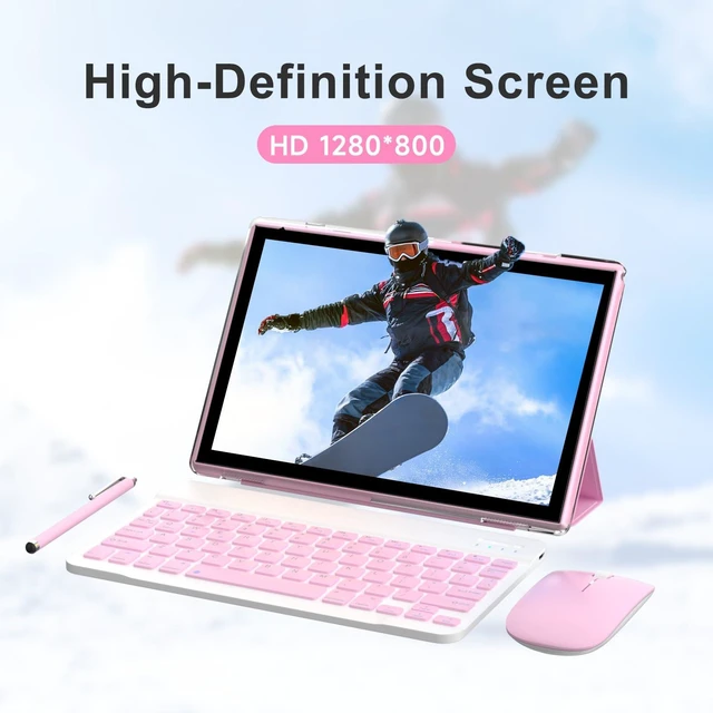 Alt view image 6 of 7 - Android 15 | Tabalet with Keyboard | Tablet 10 inch | 2 in 1 Tablet | 8GB+32GB+2TB Expand | 1280 * 800 IPS Touch Screen Computer | 5G WiFi 6, L1 | Long Battery Life Tablet Pink