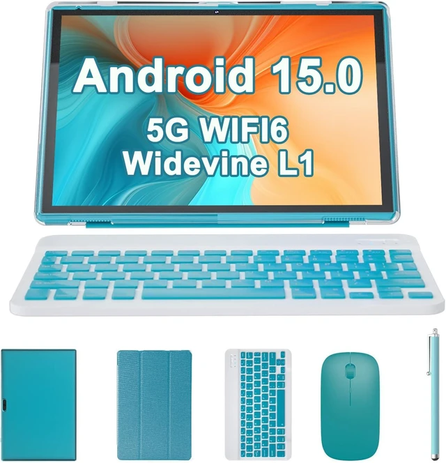 Main image of Android Tablet 2 in 1 with Keyboard Case Mouse Stylus, 10 inch Tablet Android 15 Tablets PC, 8GB RAM+32GB ROM Support 1TB Expandable, 6000mAh Battery 10.1" Tableta 2MP+8MP Dual Camera WiFi-6 Tablets