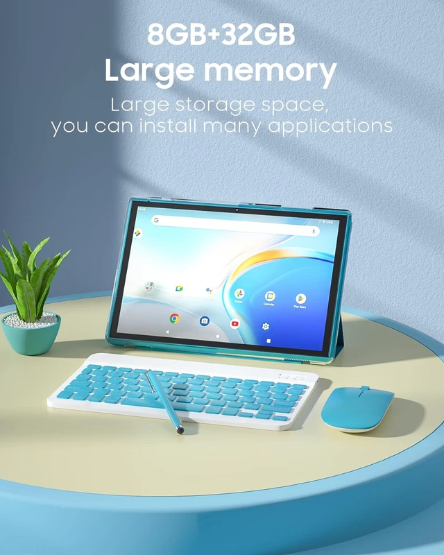 Alt view image 3 of 7 - Android Tablet 2 in 1 with Keyboard Case Mouse Stylus, 10 inch Tablet Android 15 Tablets PC, 8GB RAM+32GB ROM Support 1TB Expandable, 6000mAh Battery 10.1" Tableta 2MP+8MP Dual Camera WiFi-6 Tablets