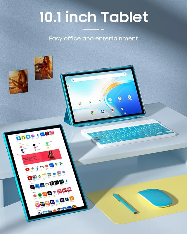 Alt view image 2 of 7 - Android Tablet 2 in 1 with Keyboard Case Mouse Stylus, 10 inch Tablet Android 15 Tablets PC, 8GB RAM+32GB ROM Support 1TB Expandable, 6000mAh Battery 10.1" Tableta 2MP+8MP Dual Camera WiFi-6 Tablets