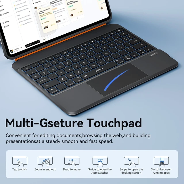 Alt view image 3 of 7 - iPad Keyboard Case Air 11 M4/M3/M2 11/10th Gen Air 5/4 Pro 11" 4/3/2/1 | 3 in 1 Magnetic Detachable, Wireless Case Keyboard, Adjustable Stand, Shortcut Backlit Keys, Large Multiple Trackpad, Black