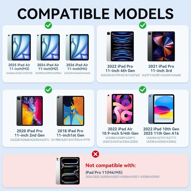 Alt view image 2 of 7 - iPad Keyboard Case Air 11 M4/M3/M2 11/10th Gen Air 5/4 Pro 11" 4/3/2/1 | 3 in 1 Magnetic Detachable, Wireless Case Keyboard, Adjustable Stand, Shortcut Backlit Keys, Large Multiple Trackpad, Black