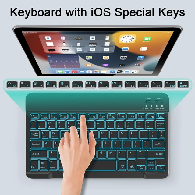 Alt view image 6 of 7 - Wireless Keyboard And Mouse Combo, Rechargeable Bluetooth Keyboard & Mouse with 7 Color Backlit and 2.4 GHz Wireless USB Receiver, Compatible with Phone, iPad, PC, Laptop, Windows/iOS/Android, Black