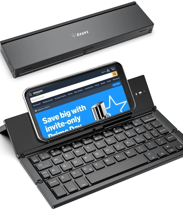 Main image of Geyes Foldable Bluetooth Keyboard, Wireless Tri-System Bluetooth Foldable Keyboard for Phones and Android Tablets(Black)