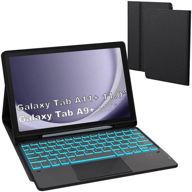 Main image of for Galaxy Tab A9+ / A11+ 11 inch Case with Keyboard - 7 Color Backlit Detachable Tablet Keyboard Cover with Touchpad - Galaxy Tab A9 Plus 11"/ A11 Plus Samsung Keyboard Case with s Pen Holder Black