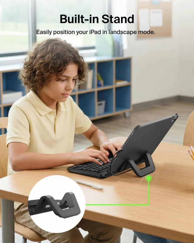 Alt view image 5 of 7 - B2B130 Wired Tablet Keyboard with Stand and Lightning Connector for iPad