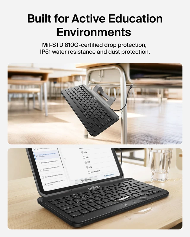Alt view image 6 of 7 - B2B130 Wired Tablet Keyboard with Stand and Lightning Connector for iPad