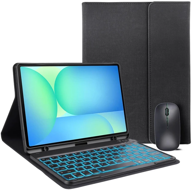 Main image of for Galaxy Tab S10 FE Case with Keyboard & Galaxy Tab S10 Lite 10.9inch,Mouse and 7 Color Rainbow Backlight Magnetic Keyboard,Folio Cover with Pencil Holder for Galaxy S9 FE/S9/S8,Black
