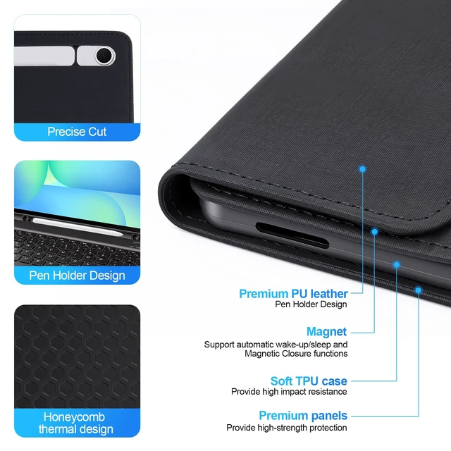 Alt view image 4 of 7 - for Galaxy Tab S10 FE Case with Keyboard & Galaxy Tab S10 Lite 10.9inch,Mouse and 7 Color Rainbow Backlight Magnetic Keyboard,Folio Cover with Pencil Holder for Galaxy S9 FE/S9/S8,Black