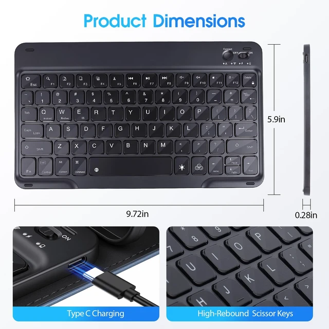 Alt view image 3 of 7 - for Galaxy Tab S10 FE Case with Keyboard & Galaxy Tab S10 Lite 10.9inch,Mouse and 7 Color Rainbow Backlight Magnetic Keyboard,Folio Cover with Pencil Holder for Galaxy S9 FE/S9/S8,Black