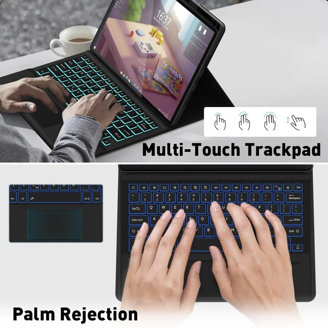 Alt view image 3 of 7 - Keyboard Case Touch for Lenovo Idea Tab 11" 2025, Bluetooth Keyboard with Trackpad & Twill Cover Case & Adjustable Kickstand & Lighting Keys for Lenovo Idea Tab 11 inch