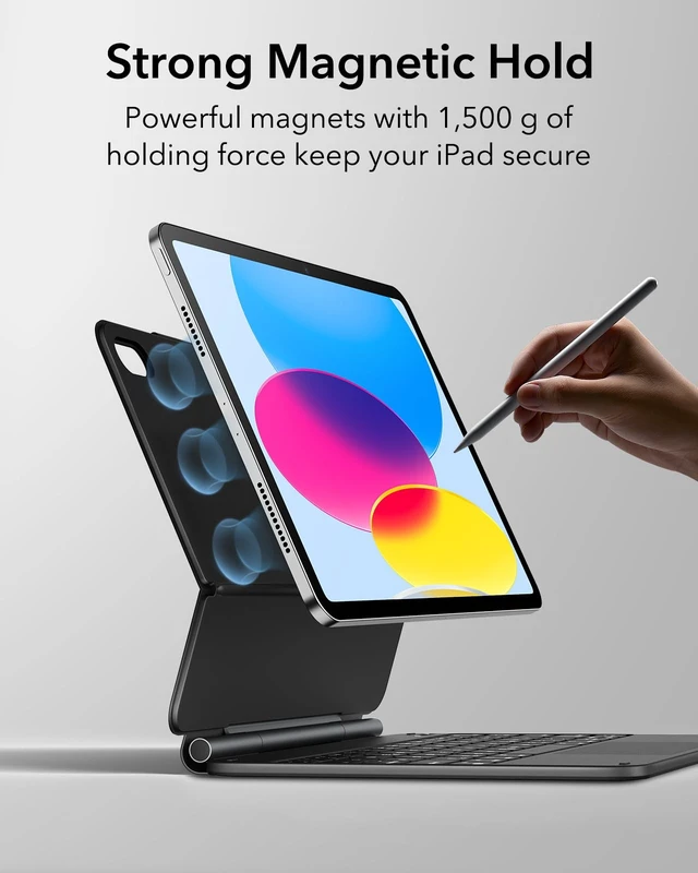 Alt view image 3 of 7 - for iPad A16/10th Gen Case with Keyboard, Quick-Set Magnetic Stand | For iPad 11th, Easy-Set Cantilever Stand, Secure Magnetic Lock, Precision Multi-Touch Trackpad, Rebound Series, Black