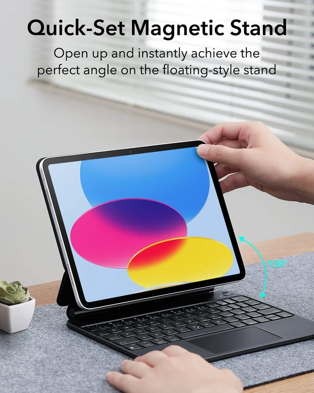 Alt view image 4 of 7 - for iPad A16/10th Gen Case with Keyboard, Quick-Set Magnetic Stand | For iPad 11th, Easy-Set Cantilever Stand, Secure Magnetic Lock, Precision Multi-Touch Trackpad, Rebound Series, Black