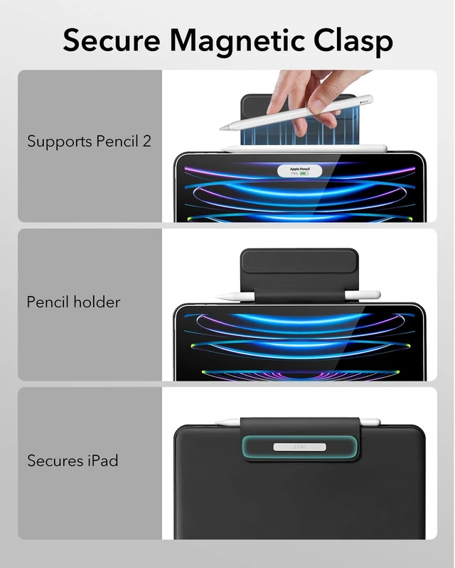Alt view image 7 of 7 - for iPad A16/10th Gen Case with Keyboard, Quick-Set Magnetic Stand | For iPad 11th, Easy-Set Cantilever Stand, Secure Magnetic Lock, Precision Multi-Touch Trackpad, Rebound Series, Black