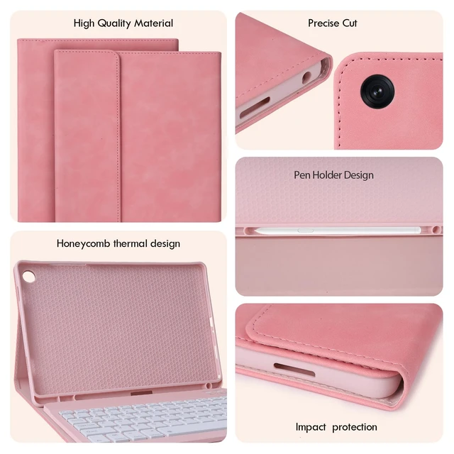 Alt view image 4 of 7 - for Galaxy Tab A11/A9 Plus case with Keyboard 10.9inch | Mouse and 7 Color Rainbow Backlight Magnetic Keyboard,PU Leather Cover with Pencil Holder for Galaxy A11+/A9+,Pink