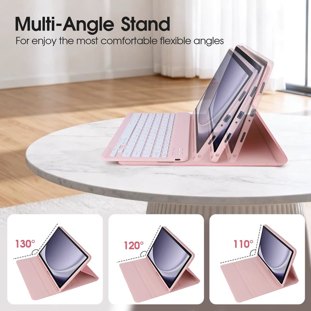 Alt view image 5 of 7 - for Galaxy Tab A11/A9 Plus case with Keyboard 10.9inch | Mouse and 7 Color Rainbow Backlight Magnetic Keyboard,PU Leather Cover with Pencil Holder for Galaxy A11+/A9+,Pink