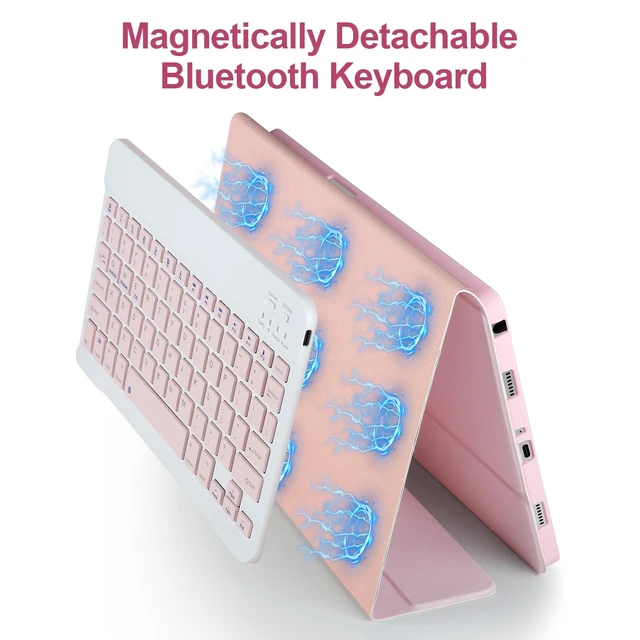 Alt view image 5 of 7 - Keyboard Case for Samsung Galaxy Tab A11+/ A9+ Plus 2025/2023 11,Pink | Case with Keyboard for Samsung Tab A11+ with S Pen Holder,Detachable Bluetooth Keyboard for Galaxy Tab A9+ Auto Wake/Sleep