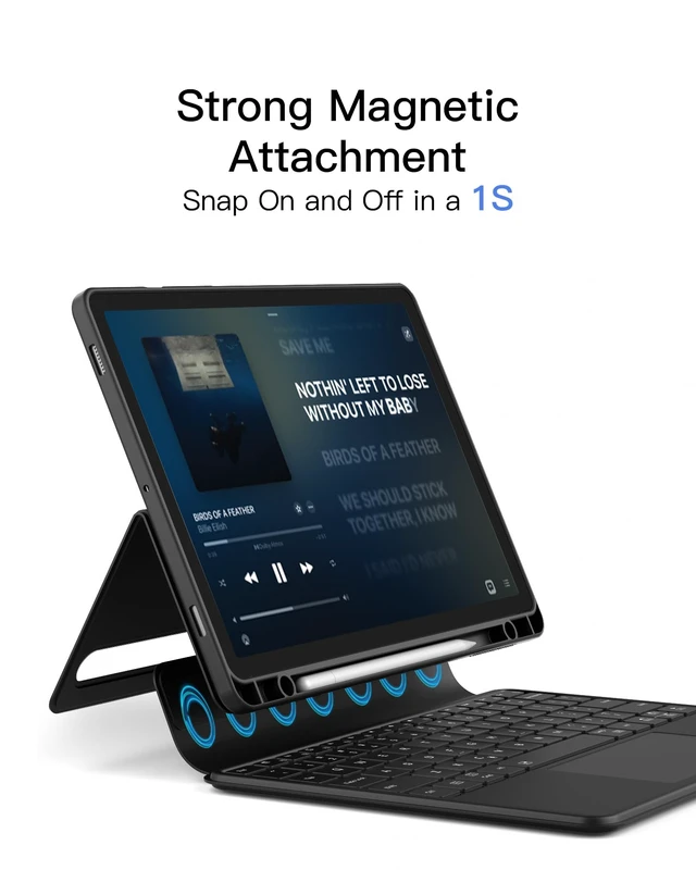Alt view image 3 of 7 - for Galaxy Tab S10 S9, Magnetic Detachable Bluetooth Keyboard | For Samsung Galaxy Tab S10 Lite/S10 FE/S9 FE 10.9"/S9 11", With Touchpad, Portrait/Landscape, Pencil Holder, Ace Touch, Black