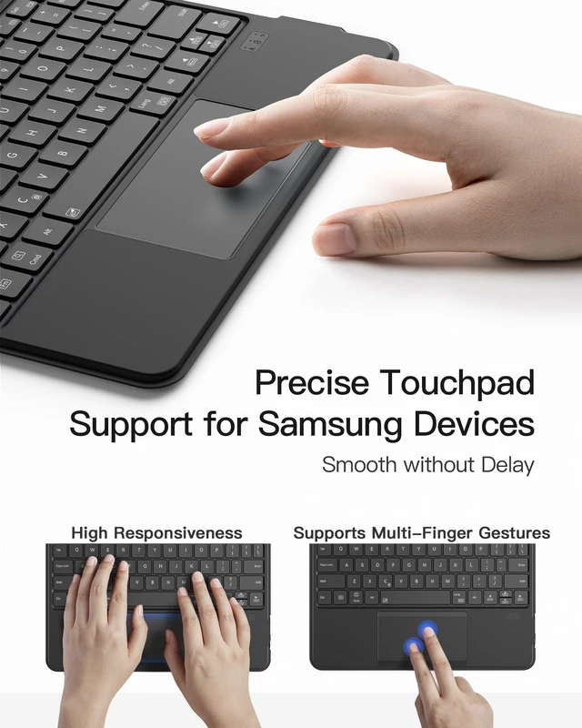 Alt view image 5 of 7 - for Galaxy Tab S10 S9, Magnetic Detachable Bluetooth Keyboard | For Samsung Galaxy Tab S10 Lite/S10 FE/S9 FE 10.9"/S9 11", With Touchpad, Portrait/Landscape, Pencil Holder, Ace Touch, Black