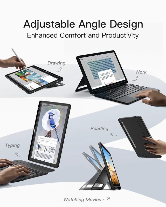 Alt view image 4 of 7 - for Galaxy Tab S10 S9, Magnetic Detachable Bluetooth Keyboard | For Samsung Galaxy Tab S10 Lite/S10 FE/S9 FE 10.9"/S9 11", With Touchpad, Portrait/Landscape, Pencil Holder, Ace Touch, Black
