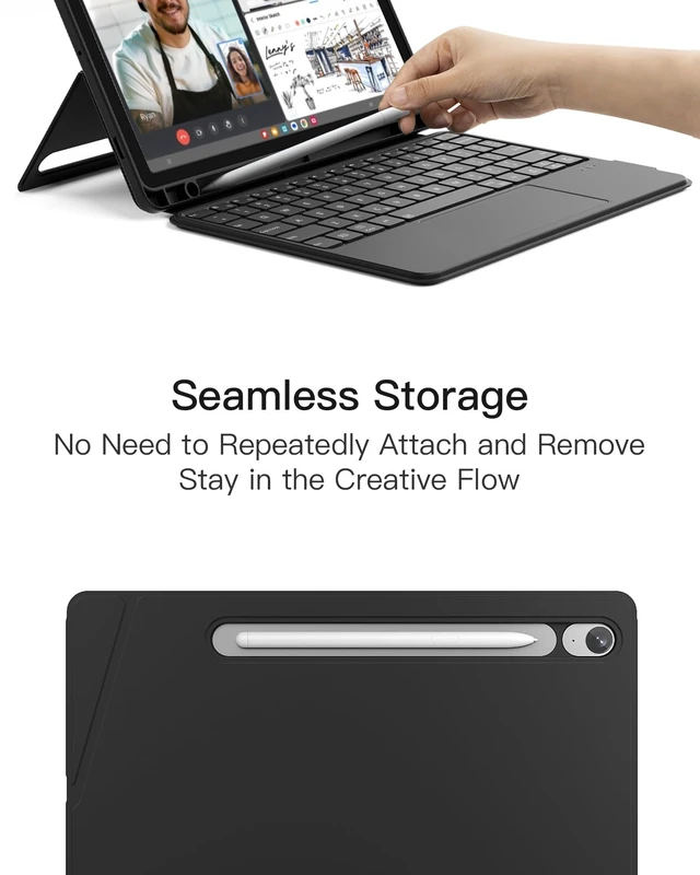 Alt view image 7 of 7 - for Galaxy Tab S10 S9, Magnetic Detachable Bluetooth Keyboard | For Samsung Galaxy Tab S10 Lite/S10 FE/S9 FE 10.9"/S9 11", With Touchpad, Portrait/Landscape, Pencil Holder, Ace Touch, Black