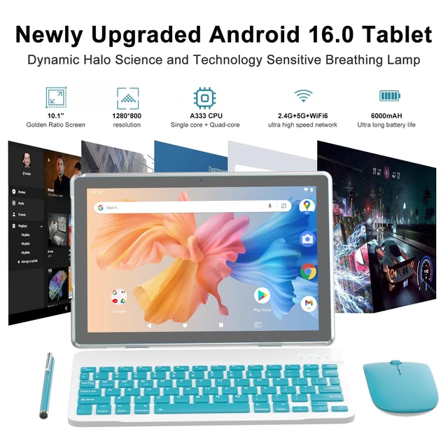 Alt view image 2 of 7 - Android 16 Tablet 10 Inch, 12(3+9) GB RAM+64GB ROM, 2 in 1 Tablets with Keyboard Case Mouse Stylus, 2.0GHz Five-core Processor, 1280 * 800 IPS HD Screen, 5G WiFi6 BT 5.3 Tableta PC
