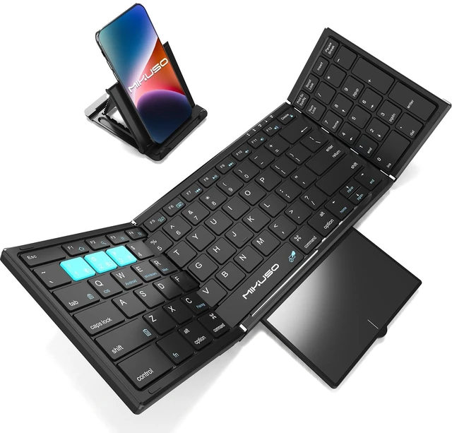 Main image of Foldable Keyboard with Touchpad,Numeric Keypad,3 Devices (2.4G+BTx2) | Portable Folding Keyboard with multi-device connection,Rechargeable Travel for Tablet iPad Phone Laptop Android Windows Mac