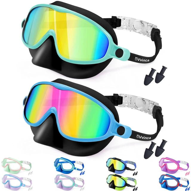 Main image of Swim Goggles with Nose Cover, 2 Pack Wide View Diving Mask Anti-Fog UV No Leak Toddlers Swimming Goggles for Kids 3-12