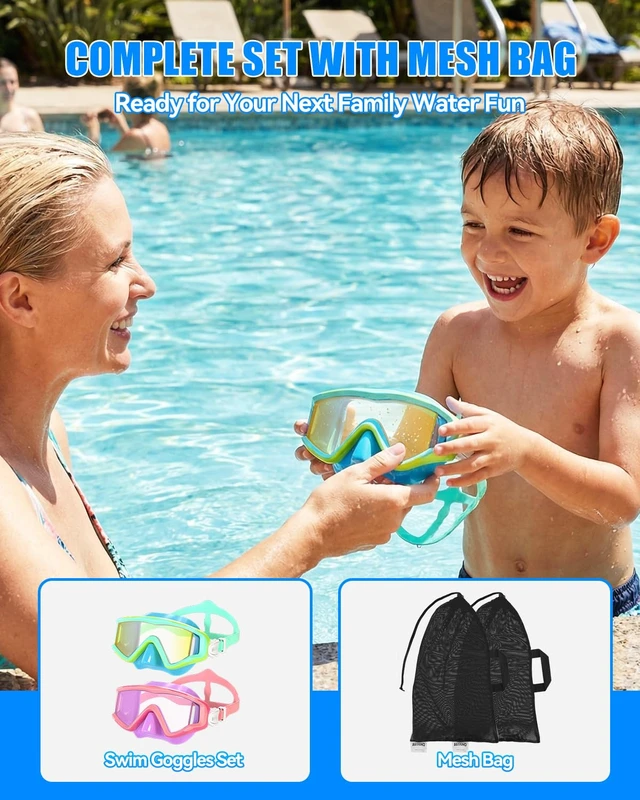 Alt view image 7 of 7 - Swim Goggles for Adult Kid 220° Wide View Goggles for Swimming | Anti Fog & UV Swimming Goggles, No Leak Pool Beach Essentials for Men Women Youth Boy Girls