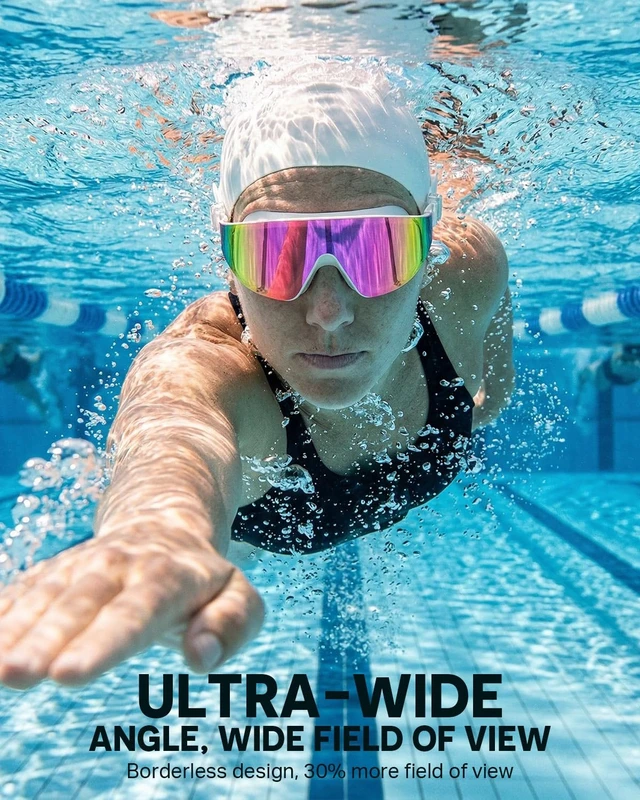 Alt view image 2 of 7 - Swim Goggles 2 Pack, Rimless Wide View Swimming Goggles for Adult, Anti-Fog Anti-UV No Leaking Pool Goggles for Men Women Youth