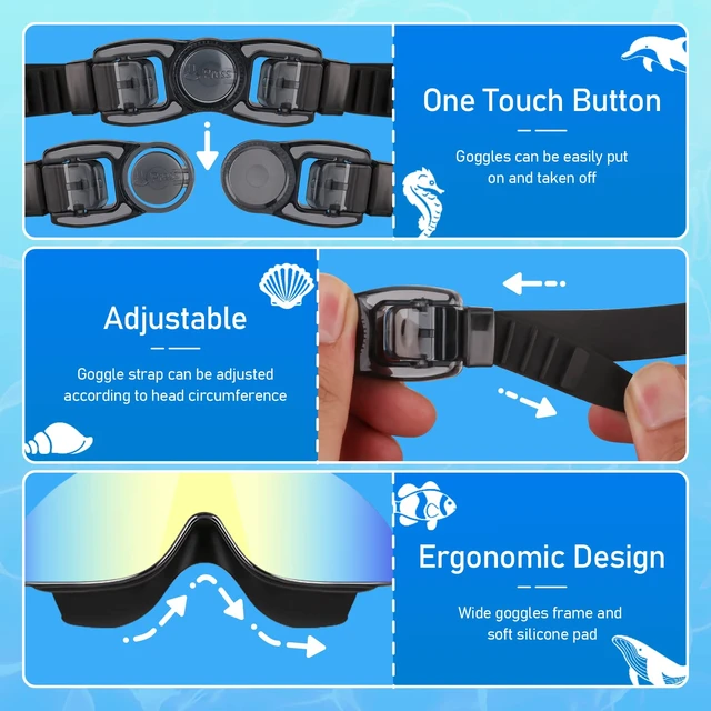 Alt view image 2 of 7 - Kids Swim Goggles, Polarized Swimming Goggles for Kids, Wide View Anti-Fog No Leaking Swim Glasses for Age 4-16