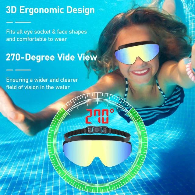 Alt view image 4 of 7 - Kids Swim Goggles, Polarized Swimming Goggles for Kids, Wide View Anti-Fog No Leaking Swim Glasses for Age 4-16
