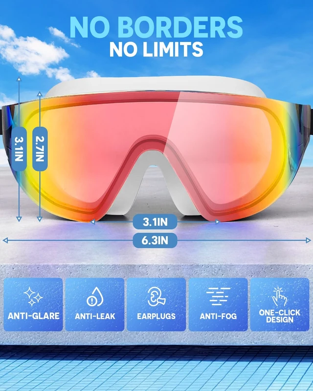 Alt view image 7 of 7 - Swim Goggles 2 Pack, Rimless Wide View Swimming Goggles for Adult, Anti-Fog Anti-UV No Leaking Pool Goggles for Men Women Youth