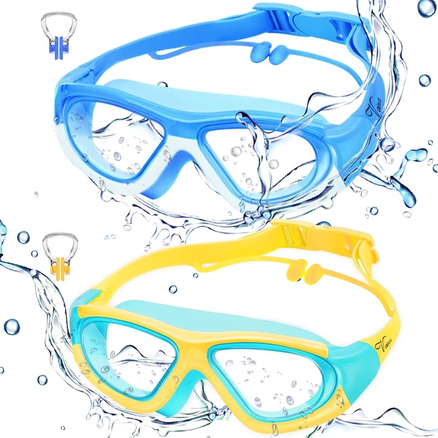 Main image of Goggles for Swimming Kids 2 Pack, Anti-Fog Wide View Anit-UV Pool Goggles, Leakproof Quick Adjustable Silicone Strap Swim Glasses for Boys Girls Kids Age 3-12