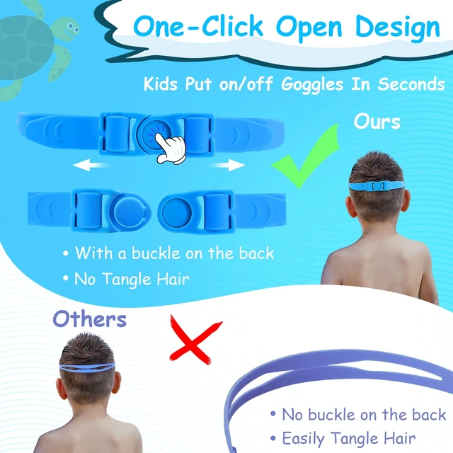 Alt view image 5 of 7 - Goggles for Swimming Kids 2 Pack, Anti-Fog Wide View Anit-UV Pool Goggles, Leakproof Quick Adjustable Silicone Strap Swim Glasses for Boys Girls Kids Age 3-12